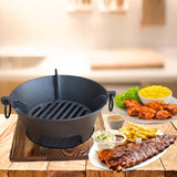 NNEAGS 2X Large Cast Iron Round Stove Charcoal Table Net Grill Japanese Style BBQ Picnic Camping with Wooden Board