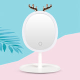 NNEAGS 2X White Antler LED Light Makeup Mirror Tabletop Vanity Home Decor