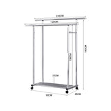 NNEAGS 2X 120cm Stainless Steel Floor-Standing Clothes Rack - Durable and Space-Saving Laundry Organizer