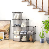 NNEAGS 2X Black Portable 9-Cube 3 Column Storage Organiser Foldable DIY Modular Grid Space Saving Shelf