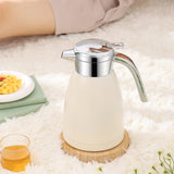 NNEAGS 1.8L Stainless Steel Kettle Insulated Vacuum Flask Water Coffee Jug Thermal White