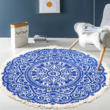 NNEAGS 120cm Mandala Round Tapestry Indian Area Rug for Living Room Lounge, Anti-slip Doormat, Home Decor