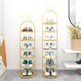 NNEAGS 2X 6 Tier Bunny Ears Shape Gold Plated Metal Shoe Organizer Space Saving Portable Footwear Storage Shelf