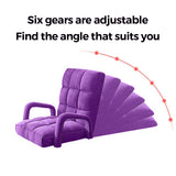 NNEAGS 2X Foldable Lounge Cushion Adjustable Floor Lazy Recliner Chair with Armrest Purple