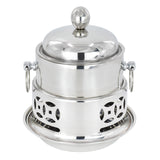 NNEAGS 2X Stainless Steel Mini Asian Buffet Hot Pot Single Person Shabu Alcohol Stove Burner with Lid