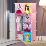 NNEAGS 8 Cubes Princess Design Portable Wardrobe Divide-Grid Modular Storage Organiser Foldable Closet
