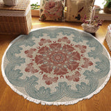NNEAGS 2X 90cm Mandala Round Rug Boho Design Hippie Area Rug Anti-slip Doormat, Home Decor