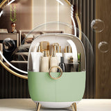 NNEAGS Green Transparent Countertop Makeup Organiser Cosmetic Storage Waterproof Dustproof Bathroom Skincare Holder with Lid