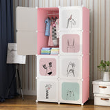 NNEAGS 8 Cubes Pink Portable Wardrobe Divide-Grid Modular Storage Organiser Foldable Closet