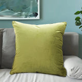 NNEAGS 2X 45cm Subtle Fluorescent Green Foliage Velvet Square Throw Pillow