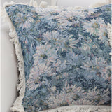 NNEAGS 50cm Oil Painting Shabby Chic Style Handmade Full Floral Needlepoint Throw Pillow