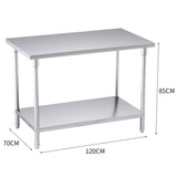 NNEAGS 120*70*85cm Commercial Catering Kitchen Stainless Steel Prep Work Bench