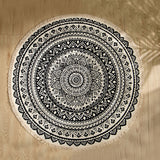 NNEAGS Black Carpet Soft Linen Bohemian Non-Slip Floor Retro Minimalist Round Rug Home Decor with Tassels