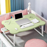 NNEAGS 2X  Green Portable Bed Table Adjustable Folding Mini Desk With Mini Drawer and Cup-Holder Home Decor