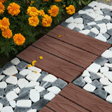 NNEAGS 11 pcs Dark Chocolate DIY Wooden Composite Decking Tiles Garden Outdoor Backyard Flooring Home Decor