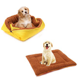 NNEAGS 2X Yellow Dual-purpose Cushion Nest Cat Dog Bed Warm Plush Kennel Mat Pet Home Travel Essentials