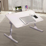 NNEAGS 70X45cm White Small Laptop Bed Portable Foldable Study Table Adjustable