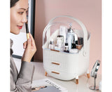 NNEAGS 2X 29cm White Countertop Makeup Cosmetic Storage Organiser Skincare Holder Jewelry Storage Box with Handle