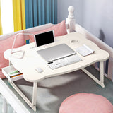 NNEAGS White Portable Bed Table Adjustable Folding Mini Desk With Mini Drawer and Cup-Holder Home Decor