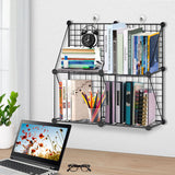 NNEAGS Black Portable 4-Cube 2 Column Storage Organiser Foldable DIY Modular Grid Space Saving Shelf