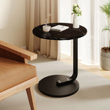 NNEAGS 2X  50cm Black Marble Mini Side Table Movable Lightweight w/ Black Frame