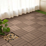 NNEAGS 11 pcs Light Chocolate DIY Wooden Composite Decking Tiles Garden Outdoor Backyard Flooring Home Decor