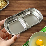 NNEAGS 15cm Silver Sauce Pan with Two Compartments Divided Sauce Dish Kitchen Essential