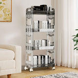 NNEAGS 38x24cm Black 4 Tier Bookshelf & Cosmetic Storage Organizer Trolley Rack