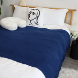 NNEAGS Royal Blue Acrylic Knitted Throw Blanket Solid Fringed Warm Cozy Woven Cover Couch Bed Sofa Home Decor