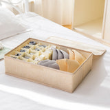 NNEAGS 2X Beige Flip Top Underwear Storage Box Foldable Wardrobe Partition Drawer Home Organiser