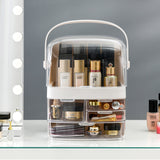 NNEAGS 2X 3 Tier White Countertop Makeup Cosmetic Storage Organiser Skincare Holder Jewelry Storage Box with Handle