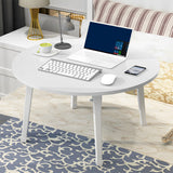 NNEAGS White Portable Floor Table Small Round Space-Saving Mini Desk Home Decor