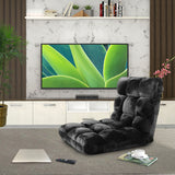 NNEAGS 2X Floor Recliner Folding Lounge Sofa Futon Couch Folding Chair Cushion Black