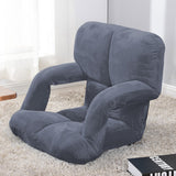 NNEAGS 2X Foldable Lounge Cushion Adjustable Floor Lazy Recliner Chair with Armrest Grey
