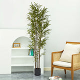 NNEAGS 2X 210cm Lucky Bamboo Tree Bambusa Vulgaris Artificial Plant w/ 7 Branches Home Accent Decor