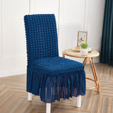 NNEAGS 2X Blue Chair Cover Seat Protector with Ruffle Skirt Stretch Slipcover Wedding Party Home Decor