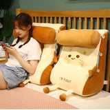 NNEAGS 2X Smiley Face Toast Bread Wedge Cushion Stuffed Plush Cartoon Back Support Pillow Home Decor