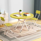 NNEAGS 2X Yellow Dining Table Portable Round Surface Space Saving Folding Desk Home Decor
