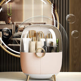 NNEAGS 2X Pink Transparent Countertop Makeup Organiser Cosmetic Storage Waterproof Dustproof Bathroom Skincare Holder with Lid