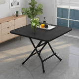 NNEAGS Black Dining Table Portable Square Surface Space Saving Folding Desk with Lacquered Legs Home Decor