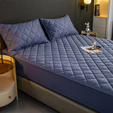 NNEAGS Blue 138cm Wide Cross-Hatch Mattress Cover Thick Quilted Stretchable Bed Spread Sheet Protector with Pillow Covers