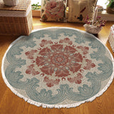 NNEAGS 90cm Mandala Round Rug Boho Design Hippie Area Rug Anti-slip Doormat, Home Decor
