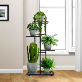 NNEAGS 4 Tier 5 Pots Black Metal Plant Stand Flowerpot Display Shelf Rack Indoor Home Office Decor