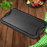 NNEAGS 2X 50.8cm Cast Iron Ridged Griddle Hot Plate Grill Pan BBQ Stovetop