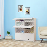 NNEAGS 5 Tier 2 Column White Shoe Rack Organizer Sneaker Footwear Storage Stackable Stand Cabinet Portable Wardrobe with Cover