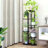 NNEAGS 2X 6 Tier 7 Pots Black Metal Plant Rack Flowerpot Storage Display Stand Holder Home Garden Decor