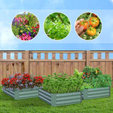 NNEAGS 2X 100cm Square Galvanised Raised Garden Bed Vegetable Herb Flower Outdoor Planter Box