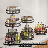 NNEAGS 2 Tier Steel Black Round Rotating Multi-Function Kitchen Portable Storage Spice Seasoning Kitchen Countertop Organiser Shelf