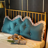 NNEAGS 4X 120cm Blue-Green Princess Bed Pillow Headboard Backrest Bedside Tatami Sofa Cushion with Ruffle Lace Home Decor