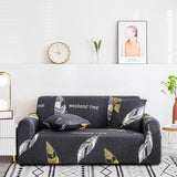 NNEAGS 4-Seater Feather Print Sofa Cover Couch Protector High Stretch Lounge Slipcover Home Decor